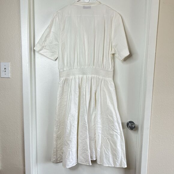 Vintage 80's Megan Moore Women's Embroidered White Dress fit L Western Retro - Picture 2 of 10